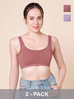 Sillysally - Multi-Colour Padded Active Bra (Pack of 2)