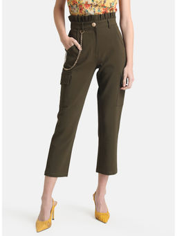 Kazo - Olive Paperbag Metal Chain Trouser
