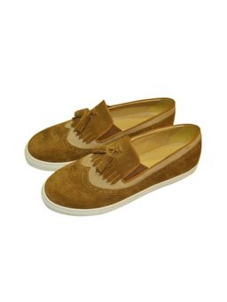 SHUTIQ - Suede Kiltie Fringes Mustard Loafers