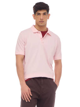 Flying Machine - Men Pink Solid Regular Fit Polo T-Shirt