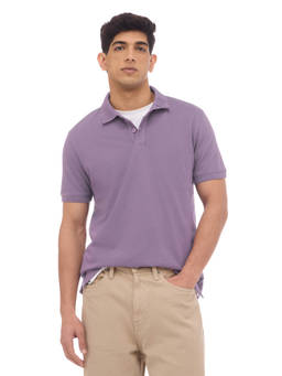Flying Machine - Men Purple Solid Regular Fit Polo T-Shirt