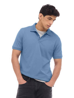 Flying Machine - Men Blue Solid Regular Fit Polo T-Shirt