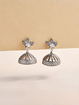 Ornate Jewels - 925 Silver American Diamond Jhumka Earring for Women and Girls (Free Size)