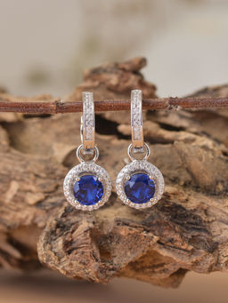 Ornate Jewels - 925 Silver Blue Sapphire Dangling Drop Earring for Women and Girls (One Size)