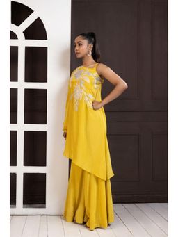 SMRITI - Yellow Embellished Marigold Elegance Floral Palazzo and Top Set