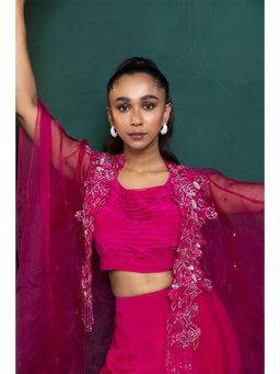 SMRITI - Pink Berry Bliss Top and Palazzo with Cape