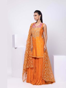 SMRITI - Orange Sunset Glow Ensemble Kurta and Palazzo with Dupatta