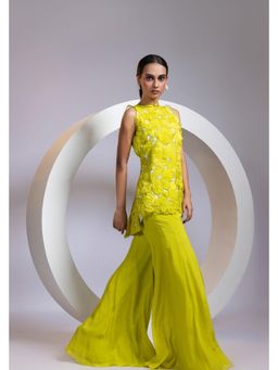 SMRITI - Green Embellished Limonaze Palazzo and Top Set