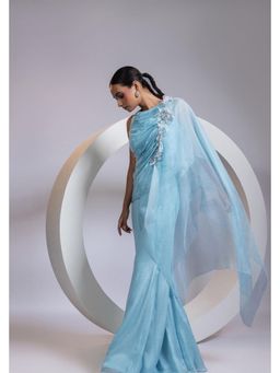 SMRITI - Blue Embellished Nimbis Top and Palazzo with Cape