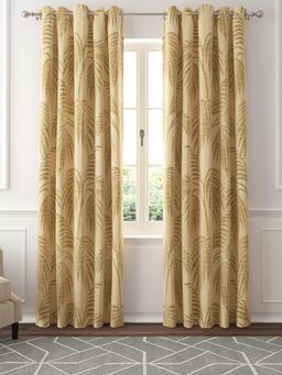 GM - 7 Feet Floral Grommet Semi-Sheer Door Curtain Panel (Set of 2)