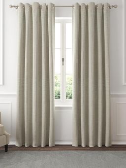 GM - 7 Feet Textures Grommet Blackout Door Curtain Panel (Set of 2)