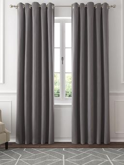 GM - 7 Feet Textures Grommet Blackout Door Curtain Panel (Set of 2)