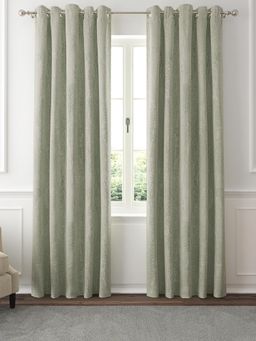 GM - 7 Feet Textures Grommet Blackout Door Curtain Panel (Set of 2)