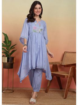 Gahan - Womens Embroidered Trendy Kurta with Patiala - Lavender (Set of 2)