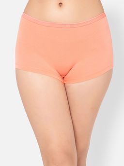 Clovia - Mid Waist Boyshorts Panty In Peach Colour - Cotton