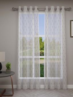 GM - 7 Feet Geometric Grommet Sheer Door Curtain Panel (Set of 2)