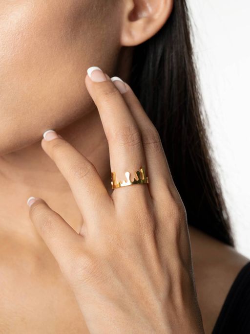 White Lies Gold drop Adjustable Ring - 18k Gold Plated