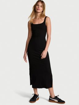 Victoria's Secret - Black All-Day Soft Ribbed Bodycon Midi Dress