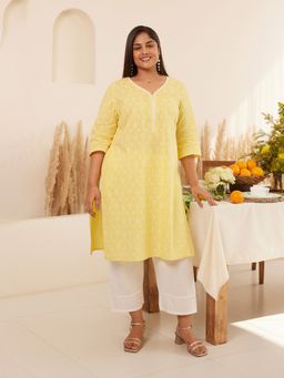 Aurelia - Green Floral Printed V-neck Kurta