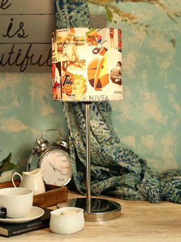 Green Girgit - Metal Chrome Finish with Multicolour Vintage Ads Lamp