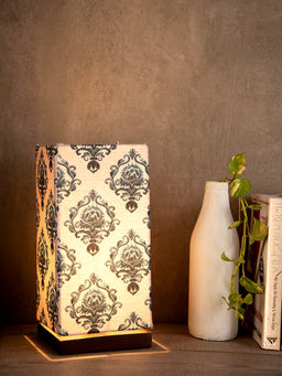 Green Girgit - Block Print Lamp with Wooden Base