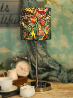 Green Girgit - Metal Chrome Finish with Multicolour Wild Birds Lamp