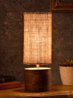 Green Girgit - Wooden Log Table Lamp with Jute Shade