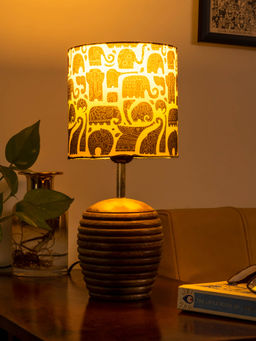 Green Girgit - Stripped Lamp with Black Elephant Multicolour Shade