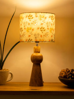 Green Girgit - Wooden Skirt Lamp with Multicolour Gardenia Shade
