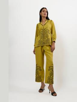 Linera - Gold Yellow Embroidered Co-Ord Sets