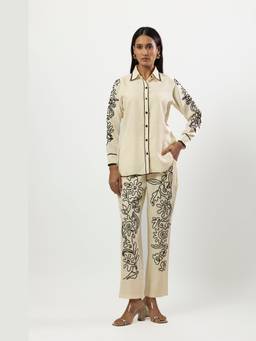 Linera - White Linen Embroidery Co-Ord Sets