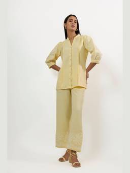 Linera - Yellow Embroidered Co-Ord Sets