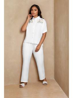 Linera - White Linen Embroidery Co-Ord Sets