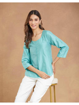 Fabindia - Blue Cotton Silk Top