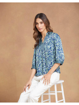 Fabindia - Blue Viscose Printed Top