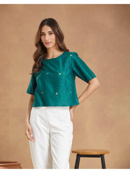 Fabindia - Green Cotton Silk Top
