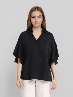 TOKYO TALKIES - Black Solid Hem Top
