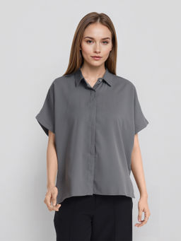 TOKYO TALKIES - Grey Solid Regular Fit Shirt