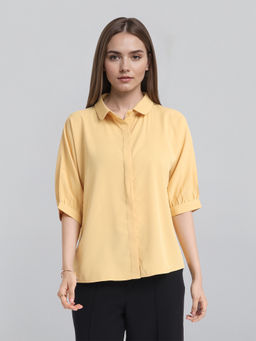 TOKYO TALKIES - Yellow Solid Regular Fit Shirt