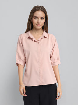 TOKYO TALKIES - Pink Solid Regular Fit Shirt