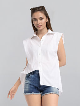TOKYO TALKIES - White Solid Regular Fit Shirt