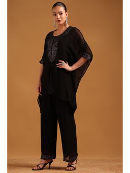 Soch - Black Embellished/Sequined Round Neck Kaftan And Palazzo