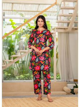 PISTAA - Multi-Color Floral Round Neck Co-ord Sets