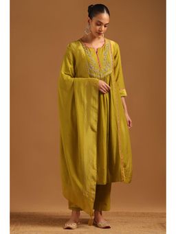 Soch - Green Embellished/Sequined Round Neck Kurta With Pant & Dupatta
