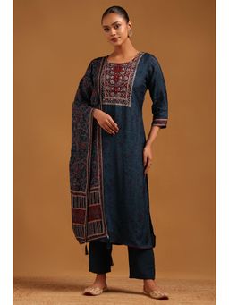 Soch - Blue Printed Round Neck Kurta With Pant & Dupatta