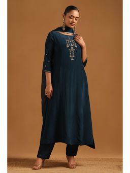 Soch - Blue Embellished/Sequined Round Neck Kurta With Pant & Dupatta