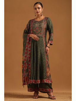 Soch - Green Printed Round Neck Kurta With Palazzo & Dupatta