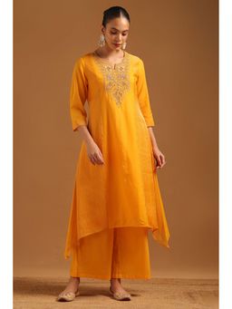 Soch - Yellow Embellished/Sequined Round Neck Kurta With Palazzo
