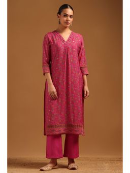 Soch - Pink Embellished/Sequined V-Neck Kurta With Palazzo