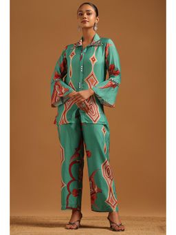 Soch - Teal Printed Collar Neck Co-ord Sets